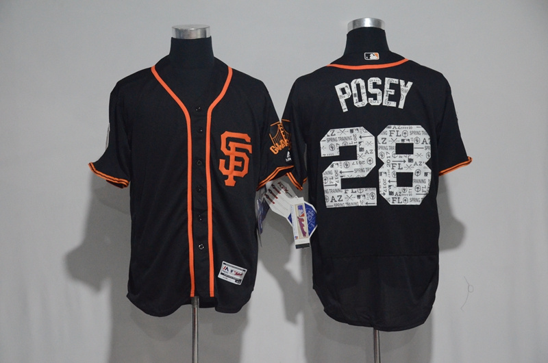 2017 MLB San Francisco Giants #28 Posey Black Spring Training Flex Base Jersey